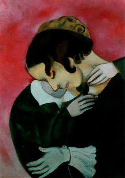 Marc Chagall Werke - Liebhaber im rosafarbenen zeitgenössischen Marc Chagall